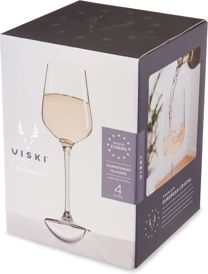 Viski Kristall-Chardonnay-Gläser – Europäisch gefertigte Weissweingläser-Set mit 113-170 ml Stiel-Ch