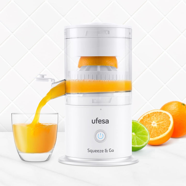 Ufesa Squeeze & Go White, kabelloser, wiederaufladbarer elektrischer Entsafter, tragbar, multifunkti