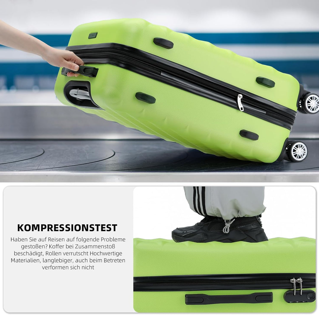 BEIBYE Zwillingsrollen 2066 Hartschale Trolley Koffer Reisekoffer Gepäck M-L-XL-Set (Grün, XL) Grün