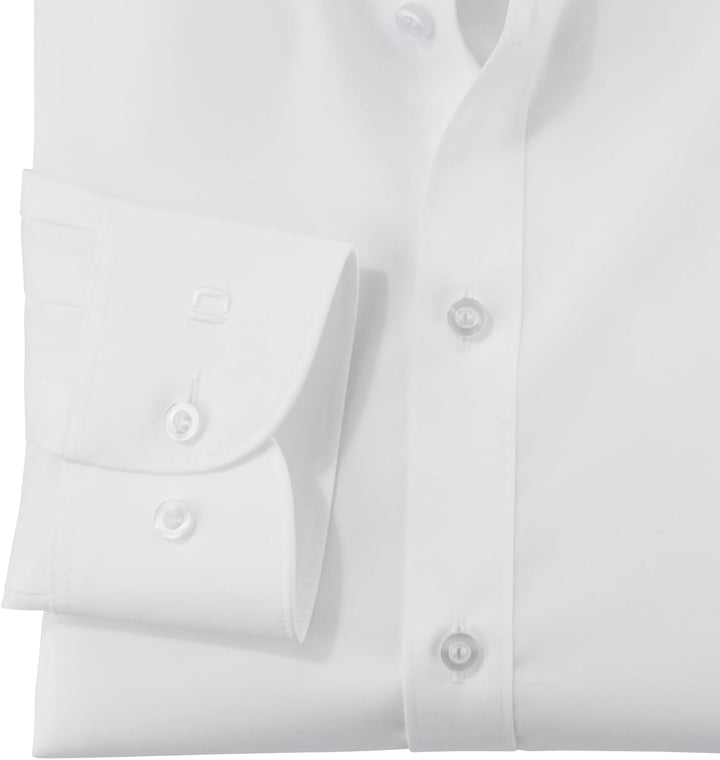 OLYMP Herren Oberhemd Langarm Hemd,einfarbig,Einfarbig,Comfort fit,New Kent 36 Weiss, 36 Weiß
