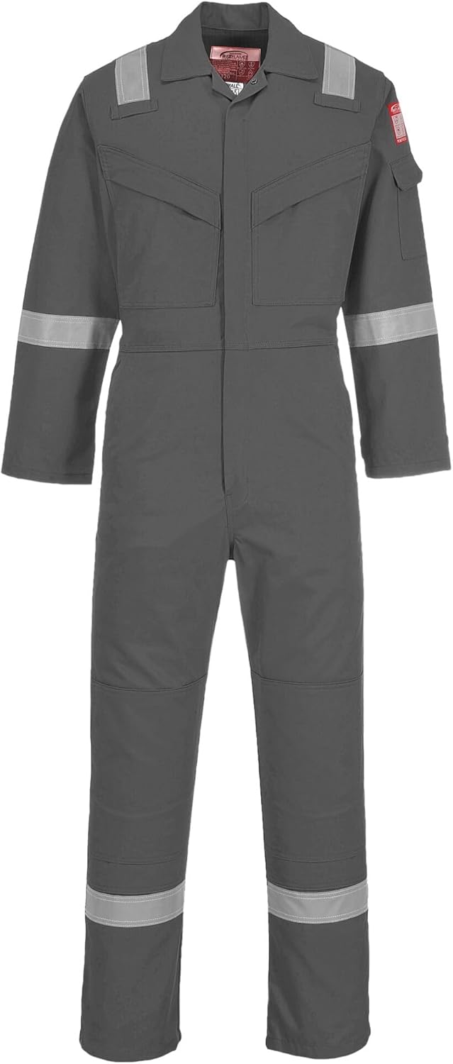 Portwest FR21 Leichter Anti-Statik Flammenresistenter Overall Grau L, Grau L