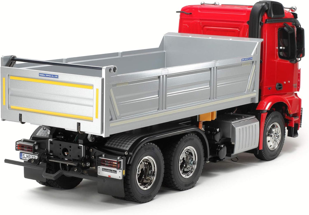 TAMIYA 56361 Mercedes-Benz 1:14 MB Arocs 3348 Rot/Silber Kipper, Bausatz zum Zusammenbauen, RC Truck