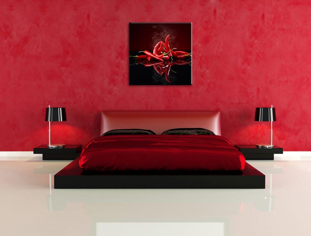 Feurige rote Chili-Choten, Format: 70x70 auf Leinwand, XXL riesige Bilder fertig gerahmt mit Keilrah