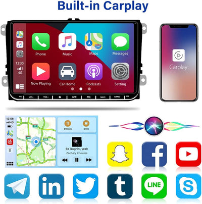 Hikity Wireless Carplay Autoradio mit Navi für VW Golf 5 6 Android Auto Radio mit Bildschirm 9 Zoll