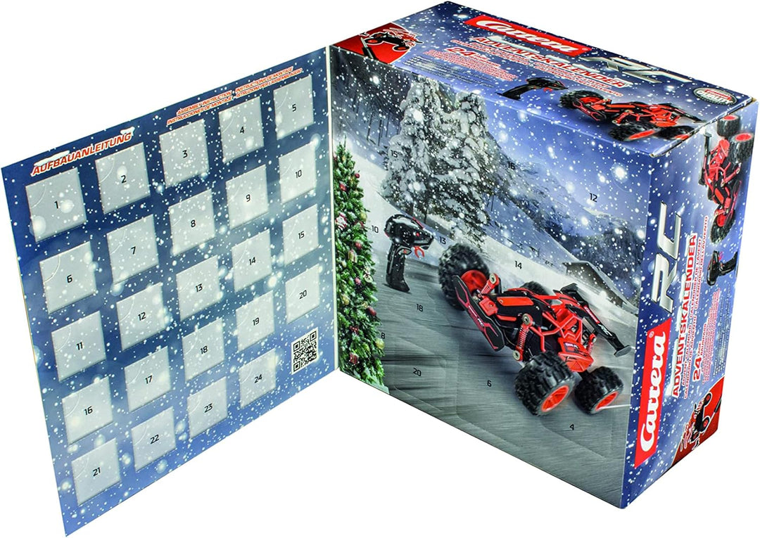 Carrera RC Adventskalender 2.0 2,4 GHz Buggy, Rot │Ferngesteuertes Auto aus 24 Bauteilen bauen │Elek