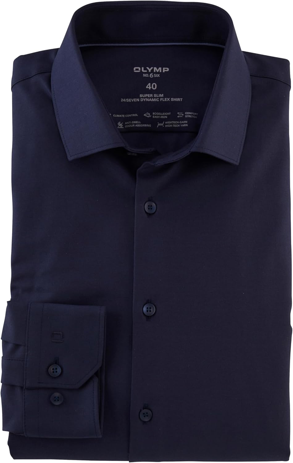 OLYMP Herren Businesshemd Langarm No. Six 24/Seven,Twill,super Slim,Modern Kent 41 Nachtblau, 41 Nac