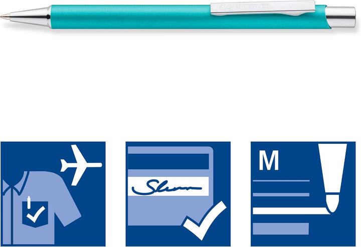 STAEDTLER Druckkugelschreiber elegance, Metallschaft, langlebig, auswechselbare M Mine, dokumentenec