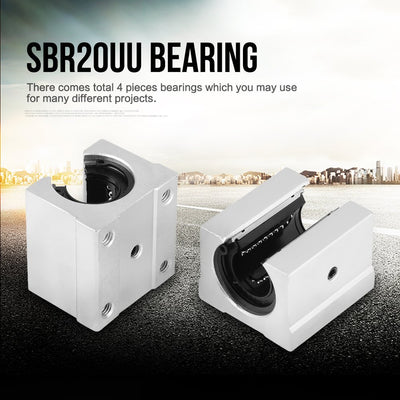 4 Stück SBR20UU Aluminiumlegierung Open Linear Motion Bearing Gleitblock 3D-Drucker CNC-Teile 20x39x