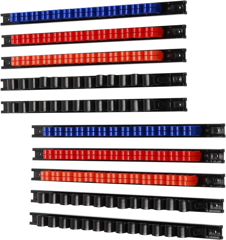 CASOMAN 10 pcs Screwdriver Organizer and Wrench Organizer, Wall Mount, Hand Tool Holder, Plastic Rai
