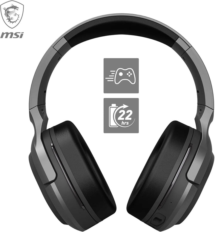 MSI IMMERSE GH50 Wireless Gaming Headset - Kabelose Kopfhörer, 50-mm-Neodym-Treiber mit Bassverstärk