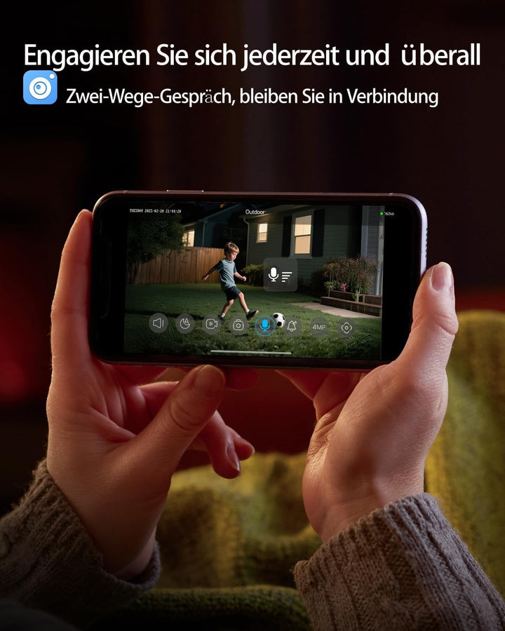 Vimtag 4MP Kamera Überwachungs Aussen, IP66 Wasserdicht, Überwachungskamera Aussen/Innen mit Farbige