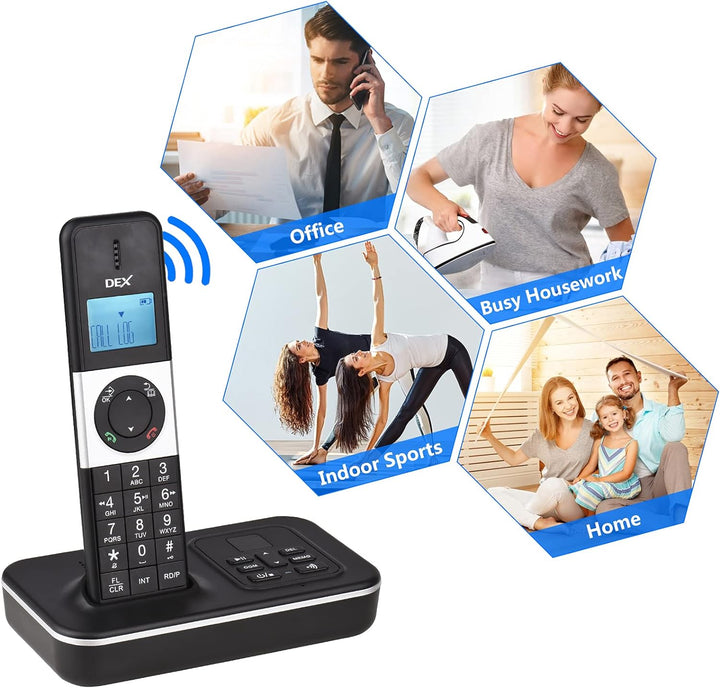 Bisofice D1002 Telefon Schnurlos 3 Mobilteile mit Anrufbeantworter, Anrufer-ID/Anklopfen, 1,6-Zoll-L