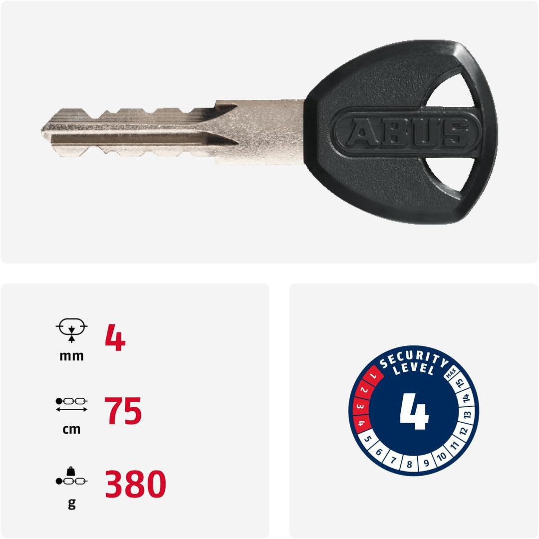 ABUS Kettenschloss Steel-O-Chain 4804K – Fahrradschloss aus Spezialstahl – ABUS-Sicherheitslevel 4 P
