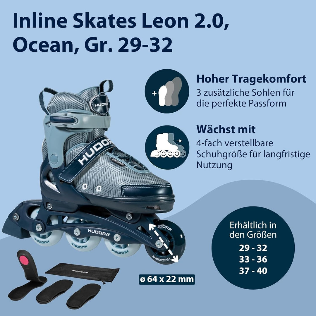 HUDORA Inline Skates Mia / Leon 2.0 - Inliner für Kinder / Jugendliche & Erwachsene in versch. Gröss