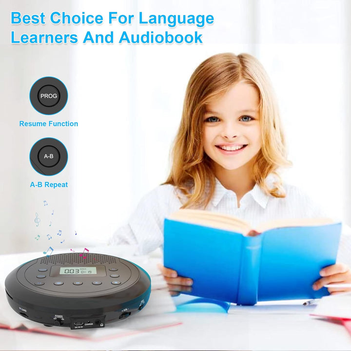 CD Player Tragbar, MONODEAL Wiederaufladbarer CD-Player mit Eingebauten Lautsprechern, Discman CD Pl