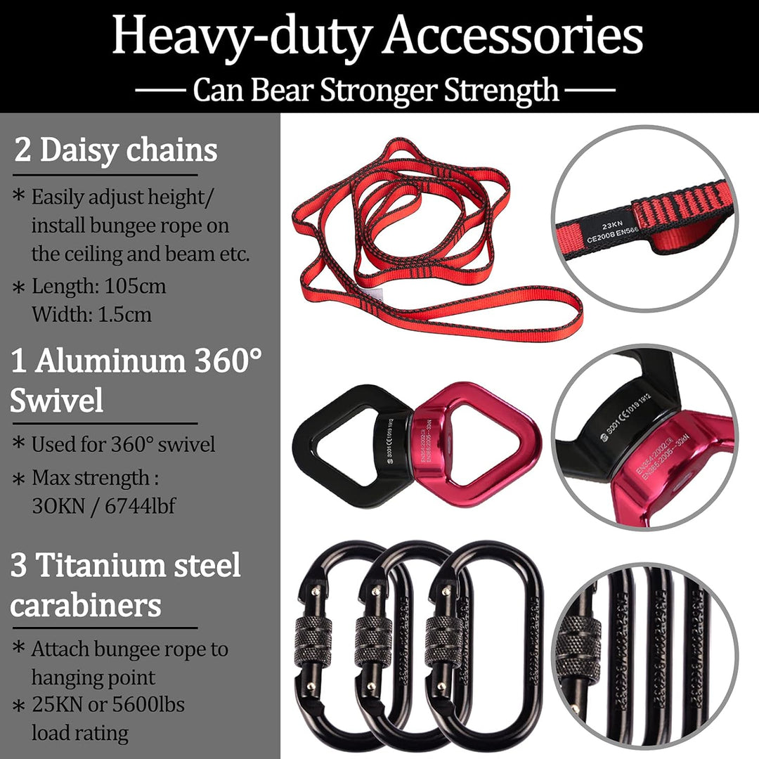 DASKING Heavy Bungee Band Set, Air Yoga Widerstand Bungee Stretch Gürtel, 4D Bungee Tanzseil, Exerci