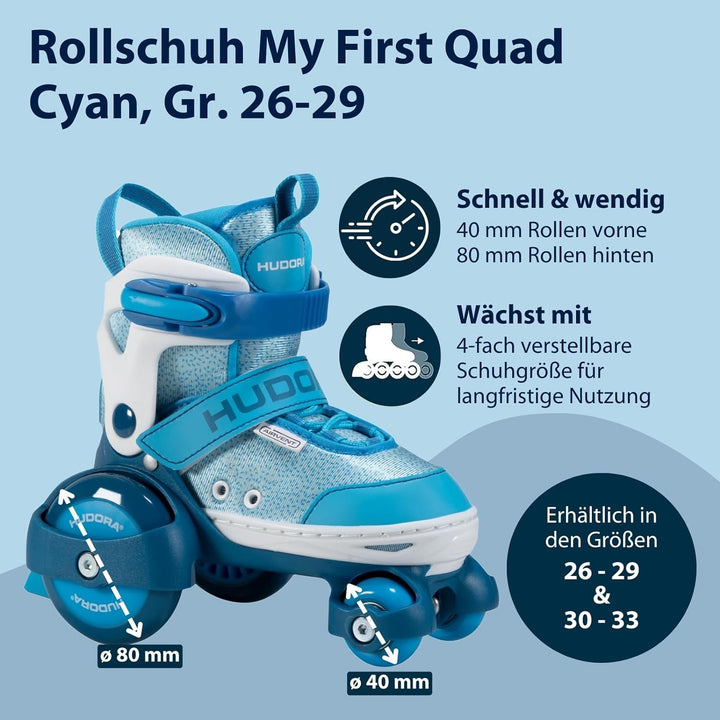 HUDORA Rollschuh My First Quad in versch. Grössen & Farben - hochwertige Rollschuhe für Kinder bis 2