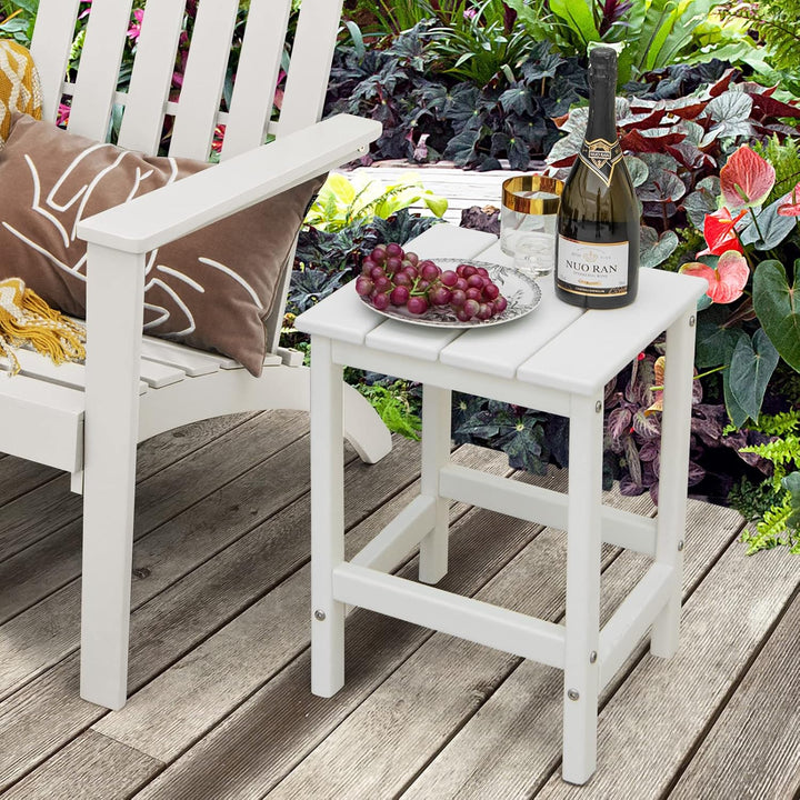 COSTWAY Beistelltisch, Kleiner Gartentisch aus UV-beständigem Kunststoff, Balkontisch wetterfest, fü