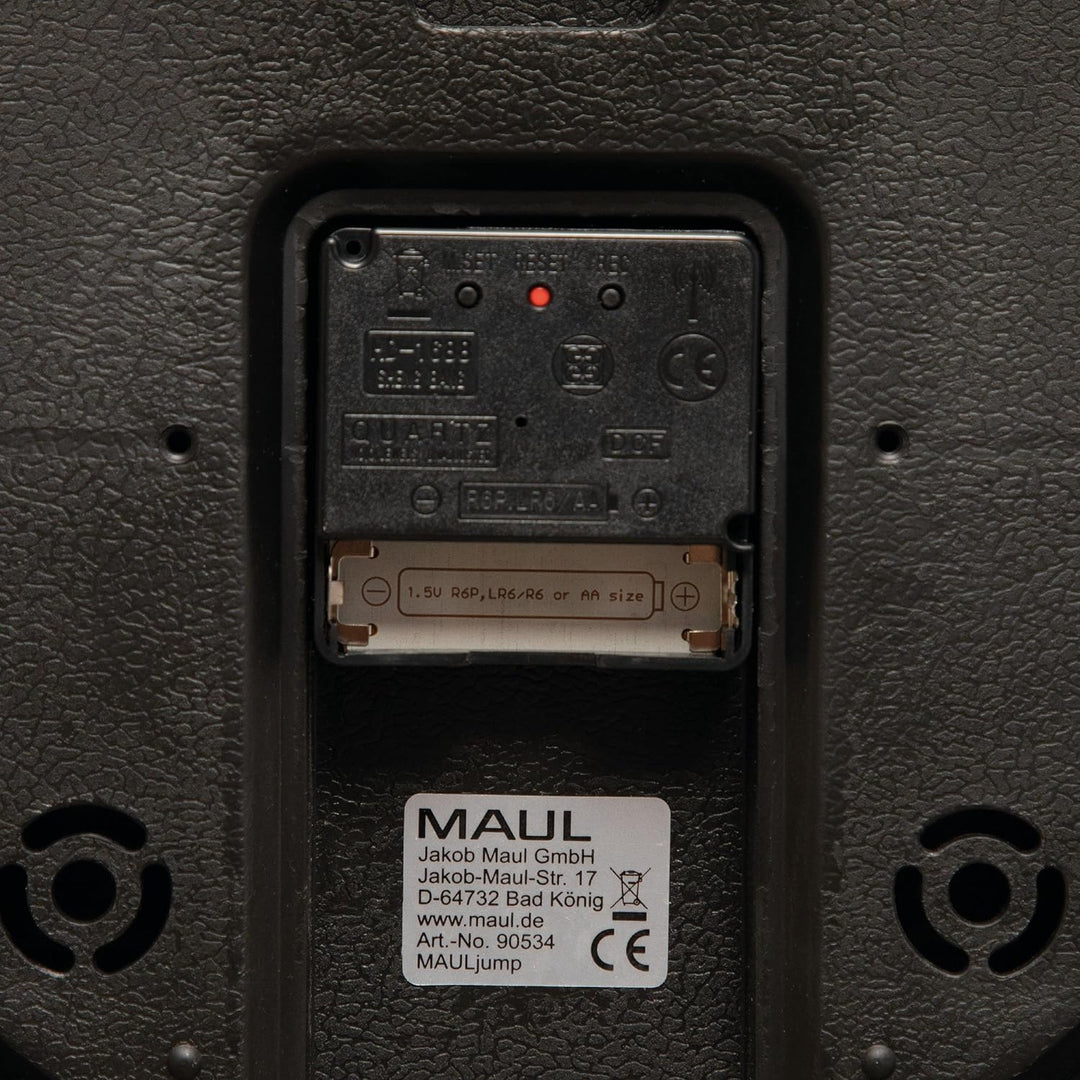 Maul Wanduhr MAULjump Ø 30,5 cm | stilvolle Funkuhr mit Mineralglas | automatische Zeiteinstellung |