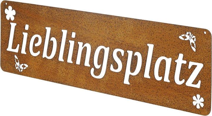 ecosoul 1 Stück Gartendeko Schild Wandschild Wanddekoration Wandtafel Lieblingsplatz Metall Rost Dek