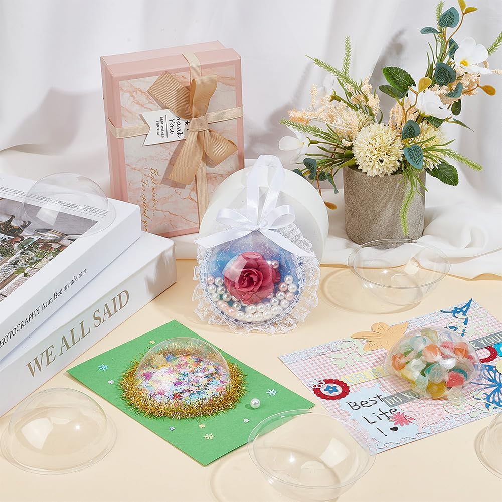 OLYCRAFT 80 Stück 8 cm Halbkugel Durchsichtige Bonbonkuppel PVC-Halbkugelkuppeln Bonbonhalter Shaker