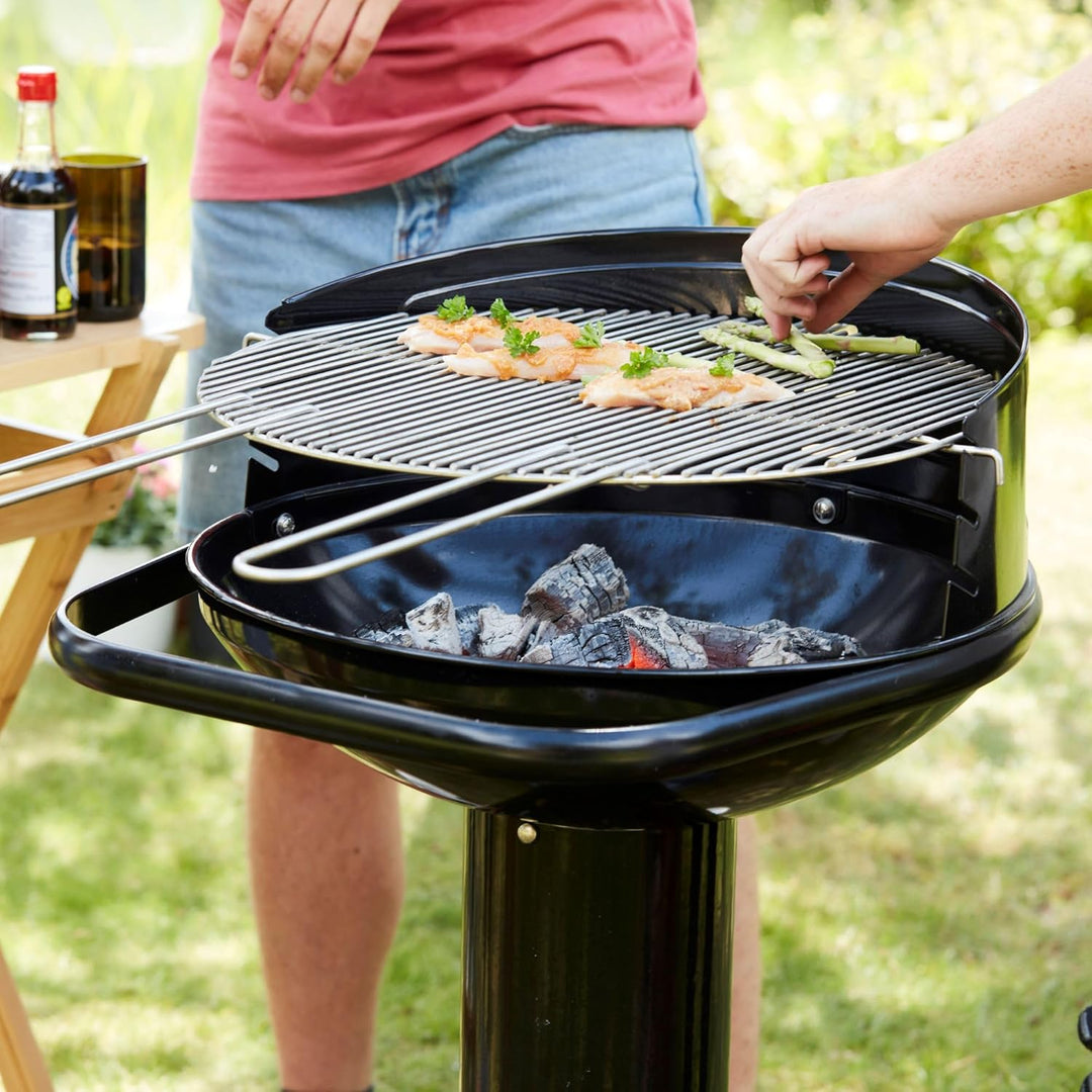 Barbecook Holzkohlegrill BBQ mit Windschutz, Säulengrill rund Standgrill mit Quick-Start und Quick-S