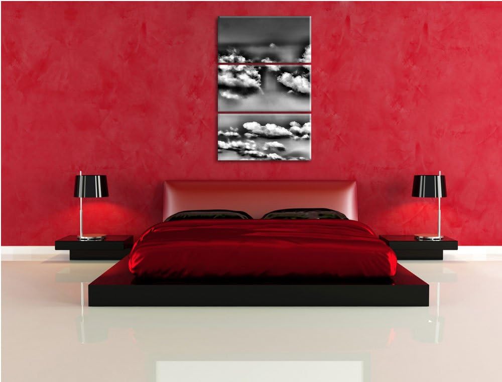 Pixxprint Wolken am blauen Himmel als Leinwandbild/Grösse: 3 Teilig (120x80) cm/Wandbild/Kunstdruck/