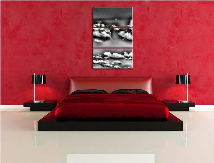 Pixxprint Wolken am blauen Himmel als Leinwandbild/Grösse: 3 Teilig (120x80) cm/Wandbild/Kunstdruck/