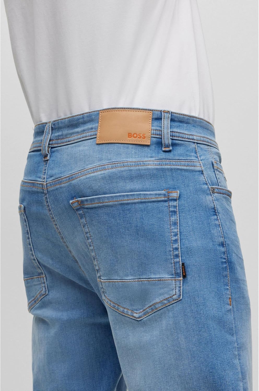 BOSS Herren Taber Zip BC-P-1 Graue Tapered-Fit Jeans aus besonders elastischem Denim 30W / 34L Blau,