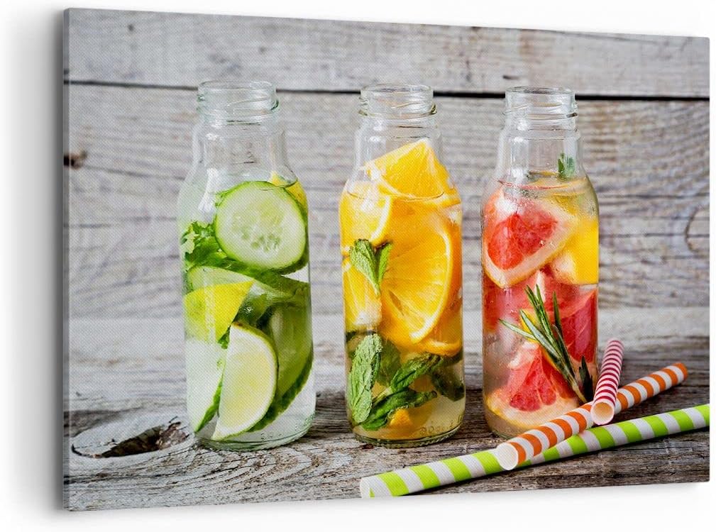 Bilder auf Leinwand 100x70cm Leinwandbild Eis Minze Erfrischung Getränke Gross Wanddeko Bild Schlafz