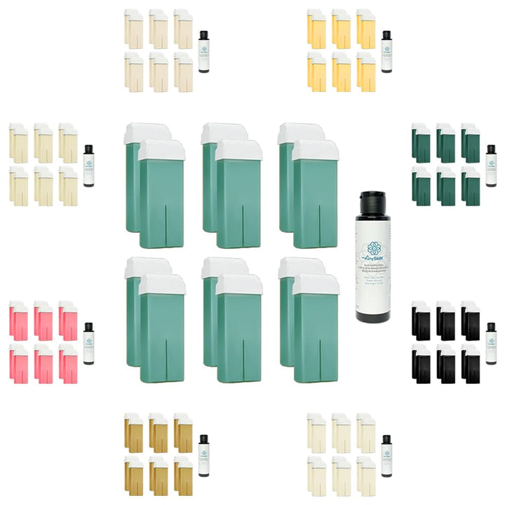 Roll-on Enthaarungswachs, fettlöslich, 100 ml, Nachfüllpackung für Handstück, Wachserhitzer, Wachser