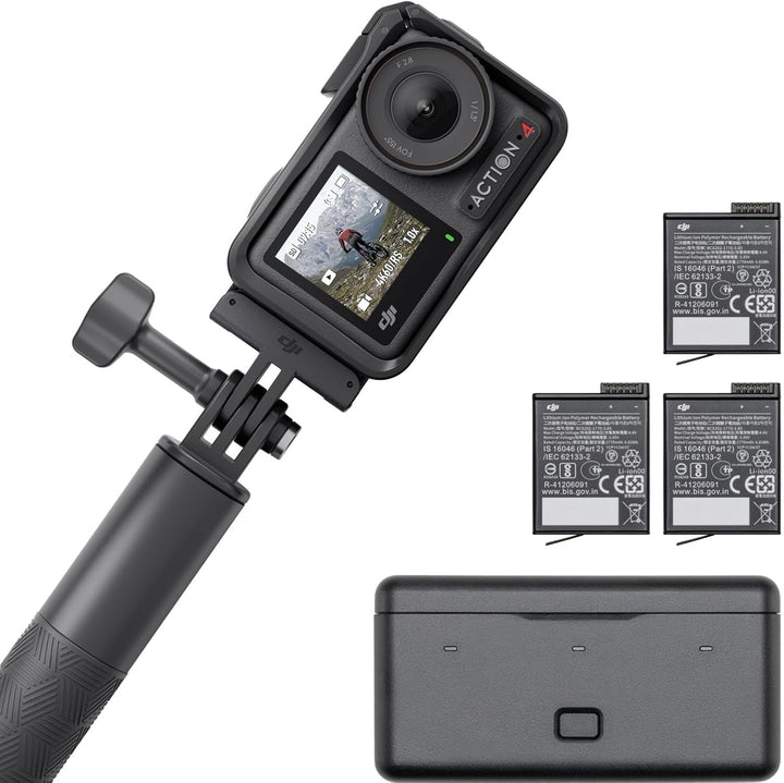 DJI Osmo Action 4 Adventure-Combo – 4K/120fps wasserdichte Kamera, 1/1,3-Zoll-Sensor, 10-Bit und D-L