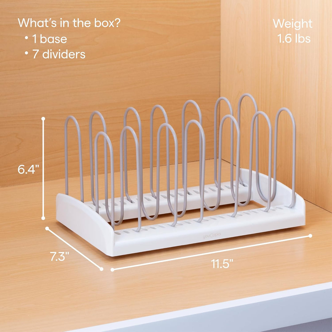 YouCopia Storemore Verstellbarer Pfannen- und Deckelständer, Standard, Weiss, Adjustable Adjustable