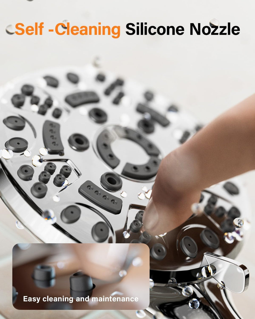 Cobbe Duschkopf Druckerhöhend mit 8 Strahlarten, Hochdruck Duschbrause, Handbrause Wassersparend Gro