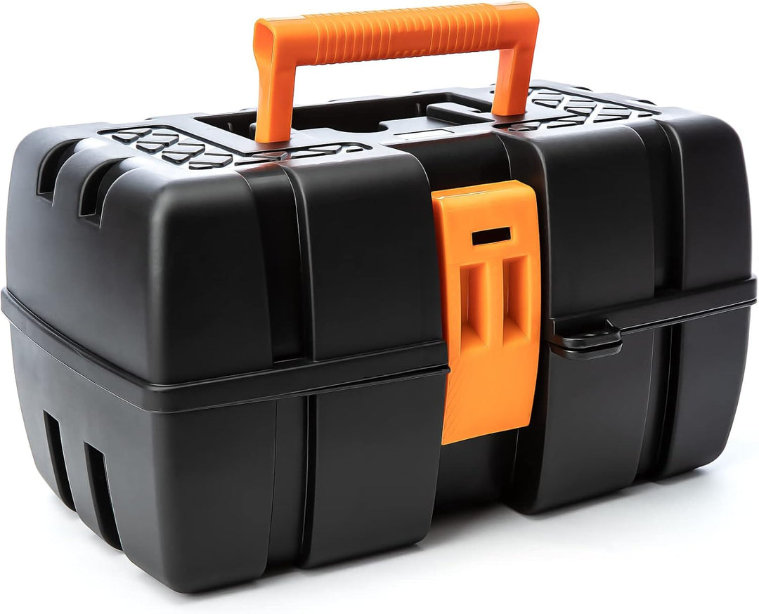 BigDean Werkzeugkiste gross mit 3 Laden - Werkzeugkoffer leer - 36x20x20 cm aus schlagfestem Kunstst