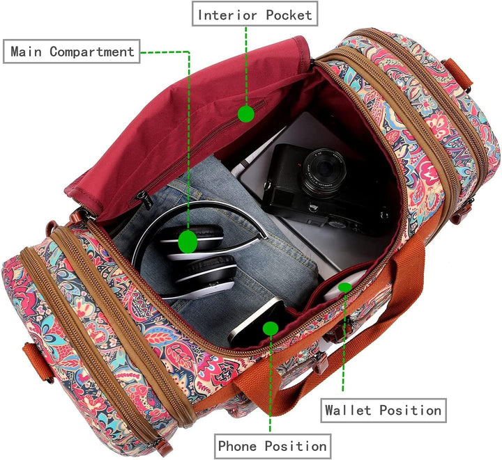 BAOSHA Mehrfarbig Frauen Reisetaschen Reise Duffel Weekender Bag Sporttasche für Damen Carry on Schl