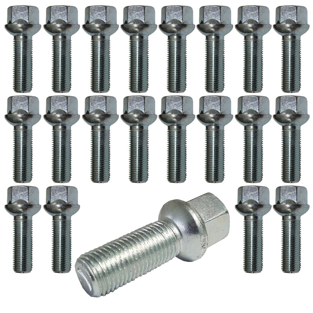 20 Radschrauben Radbolzen silber Kugelbund R14 M14x1,5 60mm kompatibel mit VW, Porsche, Audi, Merced