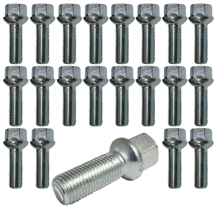 20 Radschrauben Radbolzen silber Kugelbund R14 M14x1,5 60mm kompatibel mit VW, Porsche, Audi, Merced