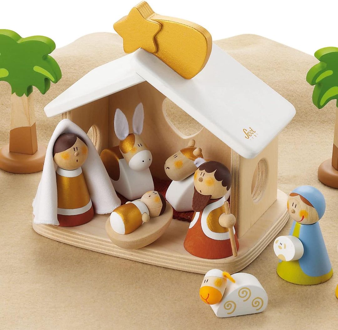 Trudi Sevi : Large Wooden Nativity Scene