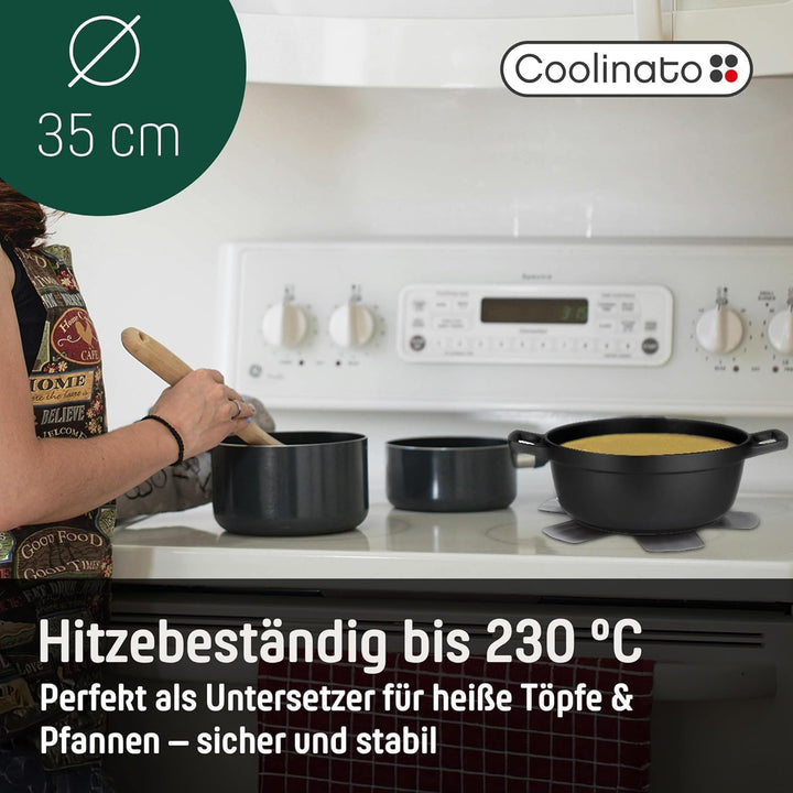Coolinato 9er Set Pfannenschoner aus Silikon, 35 cm, grau, Topfuntersetzer, Pfannenschutz Stapelschu