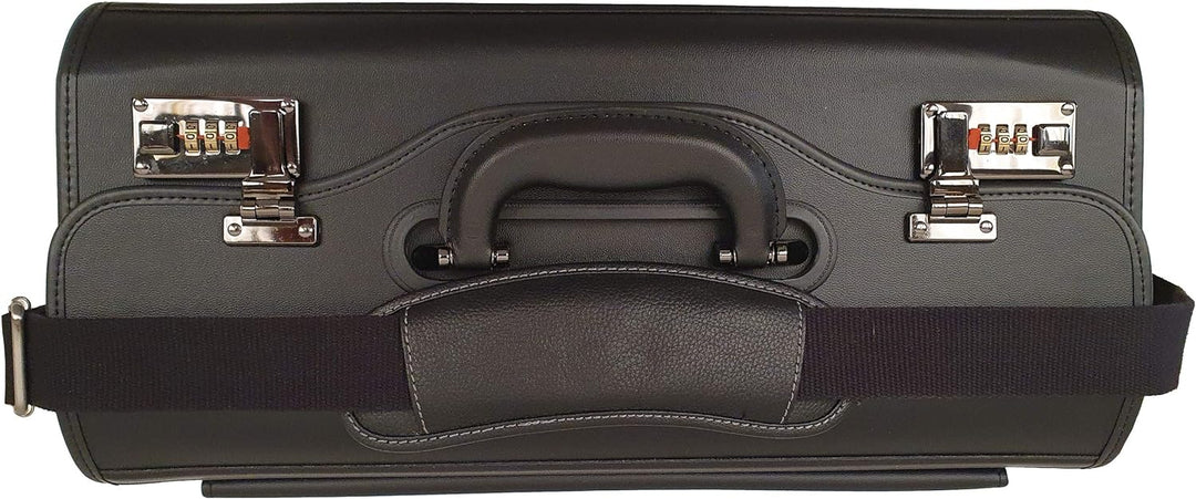 Bowatex Pilotenkoffer Aktenkoffer Laptop Koffer mit Schulterriemen Schwarz 46 cm