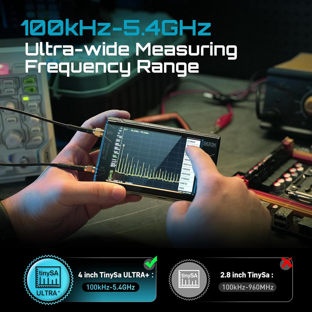 Seesii TinySA Ultra Spektrumanalysator, 2023 Aufgerüsteter Handheld-Frequenzanalysator 4,0'' 100kHz-