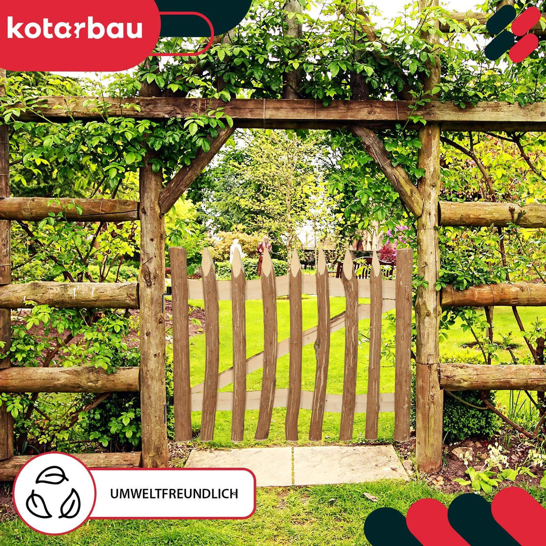 KOTARBAU® Gartentor aus Haselnusslatten für Staketenzaun 80 x 100 cm Zauntor für Staketenzaun Kastan