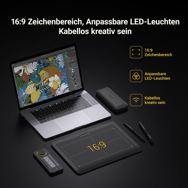 Xencelabs Pen Tablet Medium Bundle Grafiktablett für Profi Kreative, Wireless Zeichentablett mit Qui