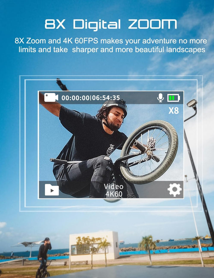 Apexcam M80 mit 64G Karte Action Cam 4K60FPS 48MP WLAN Sportskamera Unterwasserkamera 40m Wasserdich