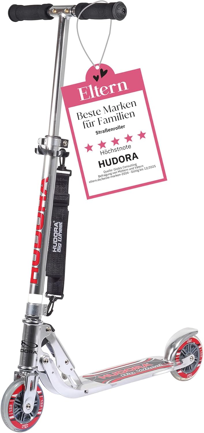 HUDORA BigWheel 125 Scooter - Sicherer & hochwertiger Aluminium-Roller für Kinder - Höhenverstellbar