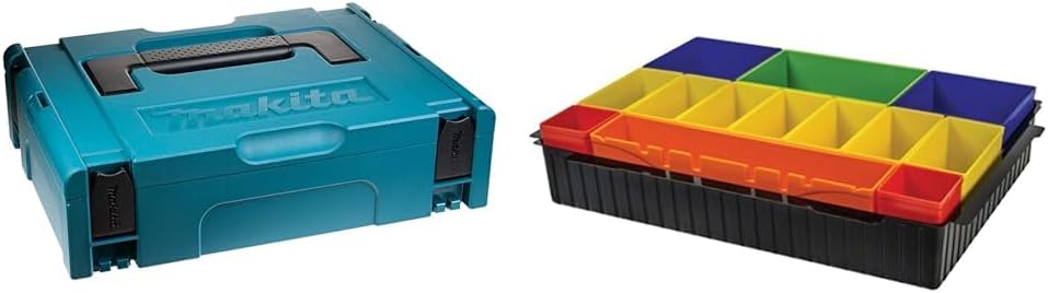 Makita 821549-5 MAKPAC Gr.1 & P-83652 Boxeneinsatz mit farbigen Boxen, Mehrfarbig MAKPAC + Boxeneins
