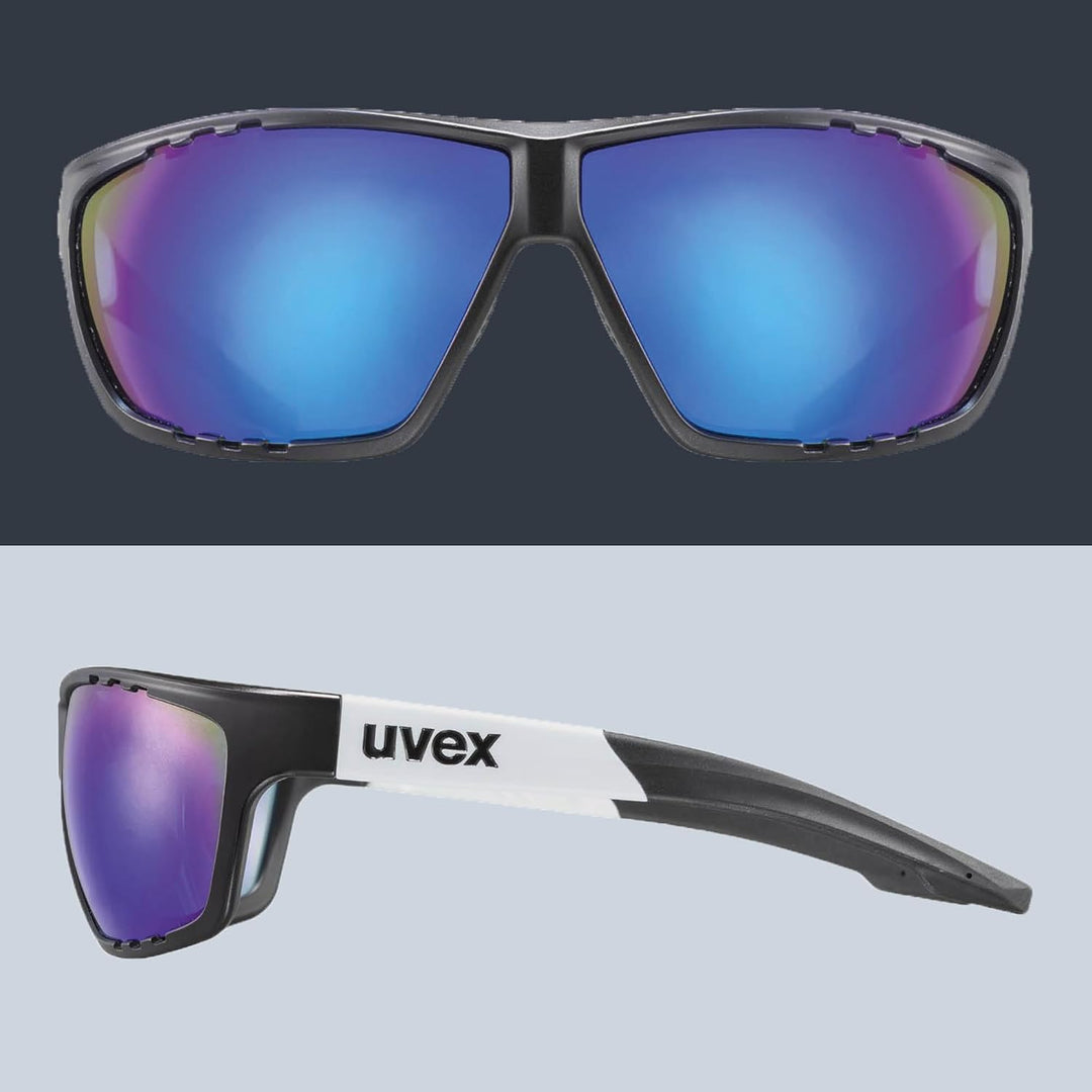 uvex Unisex – Erwachsene, sportstyle 706 Sportbrille, black matt white/blue, one size