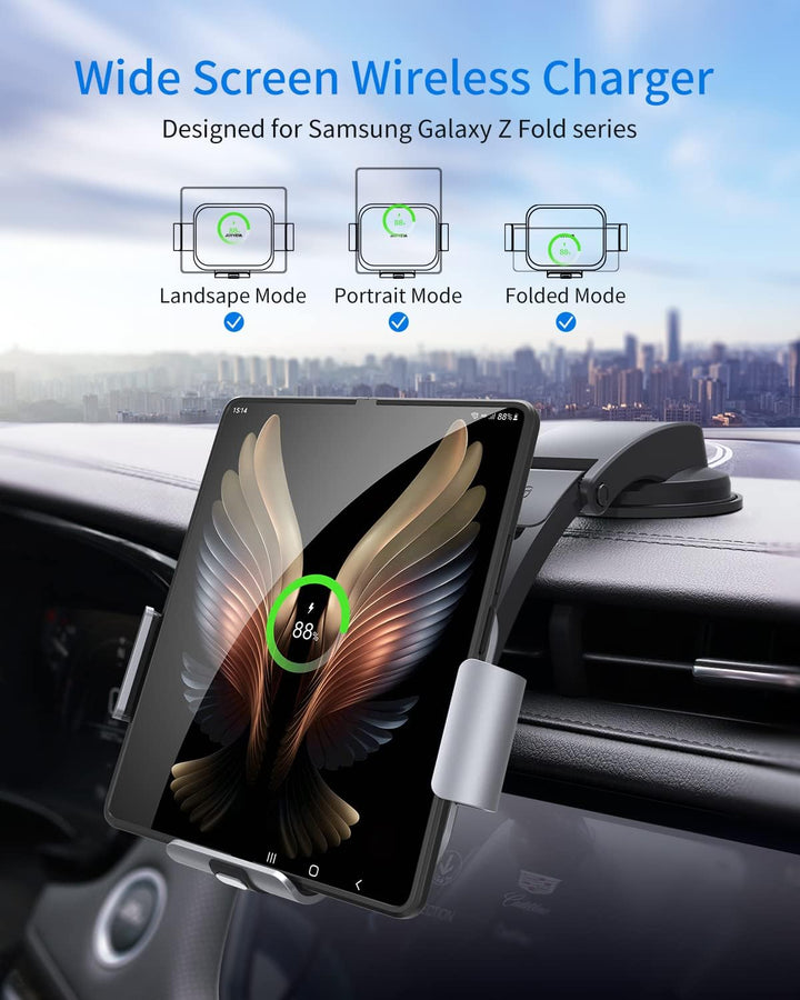 JOYVEVA Dual Coil Kabelloses Kfz-Ladegerät für Galaxy Z Fold 5 4 3, Schnelllade-Handyhalterung für G