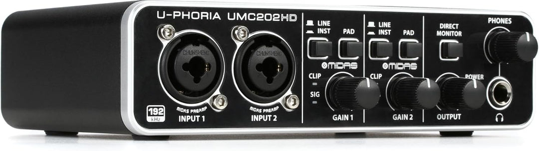 Behringer U-PHORIA UMC202HD Audiophiles 2x2, 24-Bit/192 kHz USB-Audio-Interface mit Midas-Mikrofonvo
